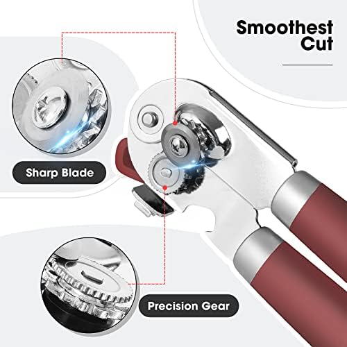 Beneno Heavy Duty Hand Can Opener Manual with Magnet Lid Remover, Red