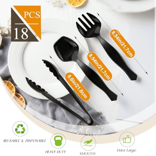 Mwellewm Plastic Serving Utensils Set Disposable Tongs Spoons for Buffet