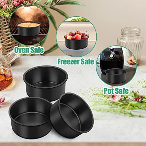 TeamFar 4 Inch Cake Pan, Non-stick Round Layer Cake Baking Pan Set of 3