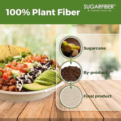 24oz Compostable Paper Bowls Disposable Round Natural Soup Bowls, 50 Count