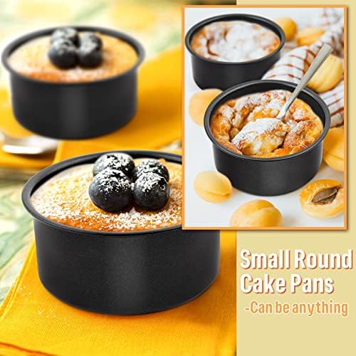 E-far 4 Inch Cake Pan Set of 3, Nonstick Stainless Steel Mini Cake Pans