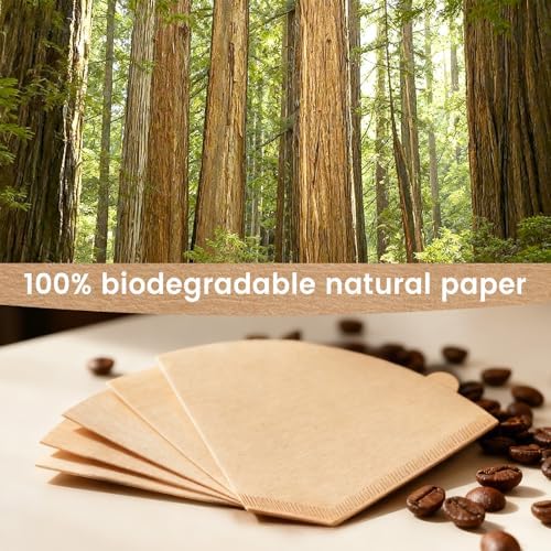 Niveaya Coffee Filters 300 Count, Cone Coffee Filter #4, Natural Paper Coffee Filter 8-12Cup (natural brown-300pcs, 04)