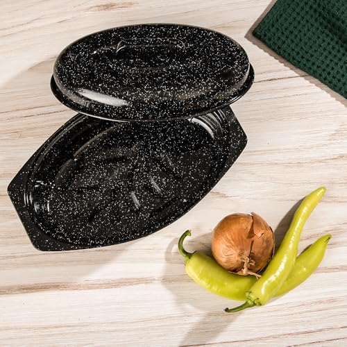 Granite Ware 13" Oval Roaster with Lid – Enameled Steel, Oven Safe to 932°F – Ideal for Roasting, Baking & Sourdough Bread – Self-Basting Cover, Dishwasher Safe, 7 lb Capacity