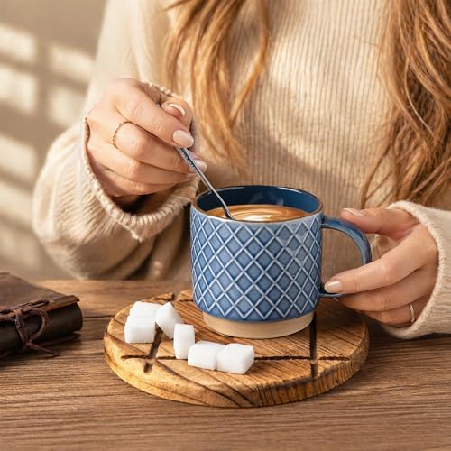 GBhome 12 OZ Stackable Coffee Mugs Set of 6, Ceramic Coffee Cups Set