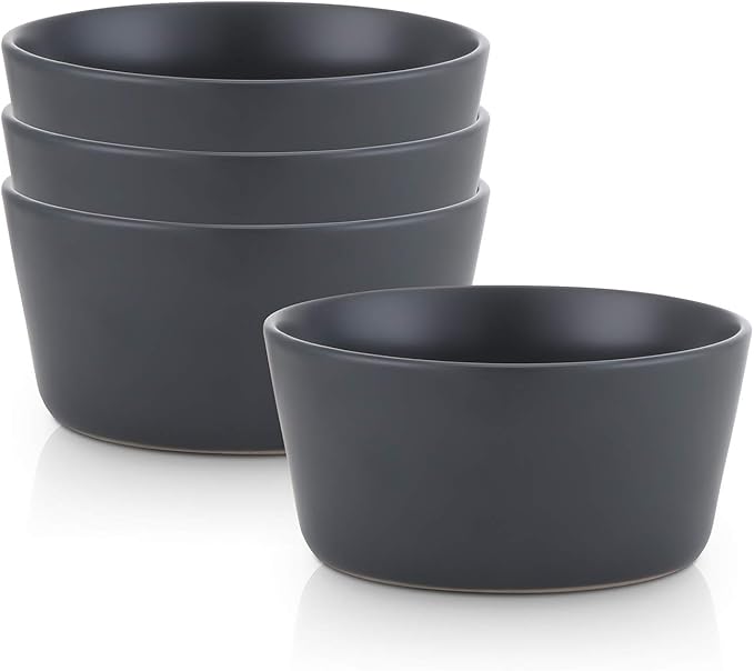 Stone Lain Stoneware Bowls Set, 4-Piece, Grey Matte