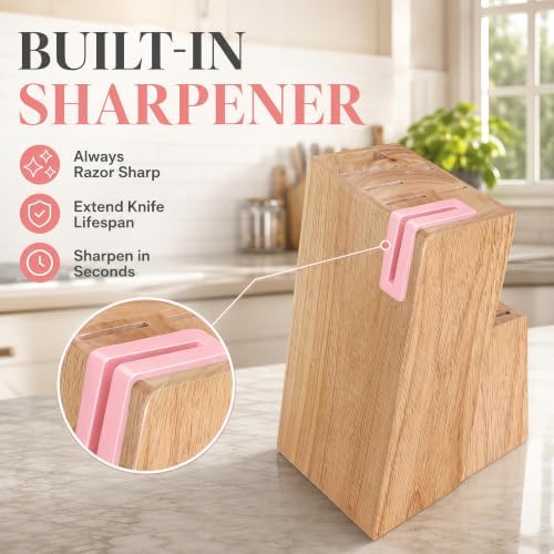 Knife Set with Built-in Sharpener Block, Dishwasher Safe