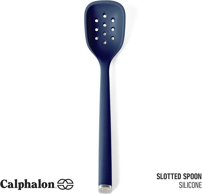 Calphalon Edge Silicone Flexible Slotted Spoon/Skimmer - Navy Blue