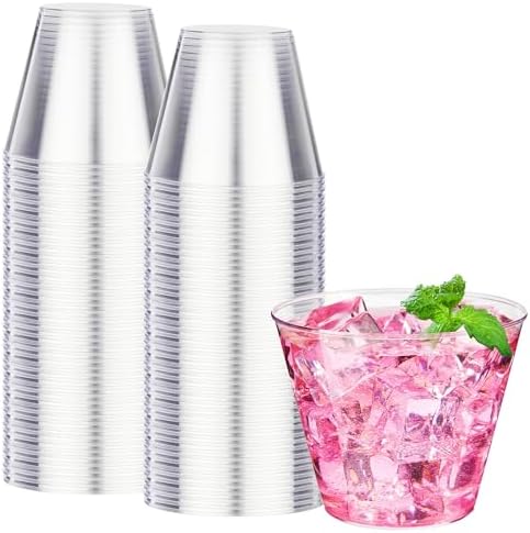 RACETOP 9 oz Clear Plastic Cups 100 packs, Perfect for Parties, Wedding