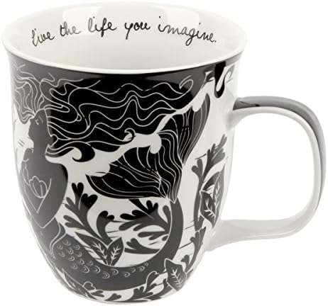 Karma Gifts 14 oz Black and White Boho Mug Mermaid - Cute Coffee and Tea Mug - Ceramic Coffee Mugs for Women and Men
