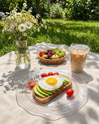bUCLA 100Pieces Clear Plastic Plates -10.25inch Disposable Dinner Plates- Premium Weddings& Party Plates