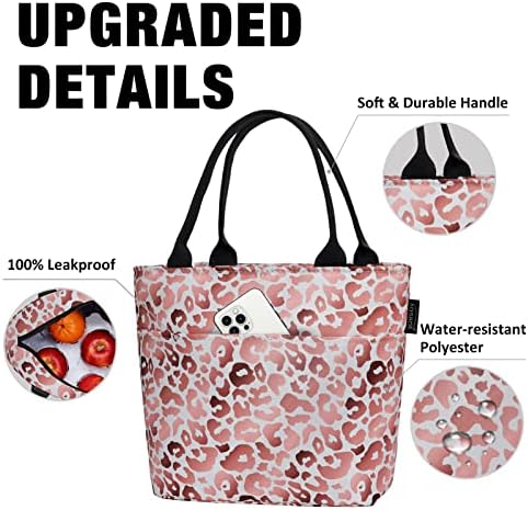 Aosbos Lunch Tote Bag,Insulated Lunch Bag For Women,Work,Office, Leopard