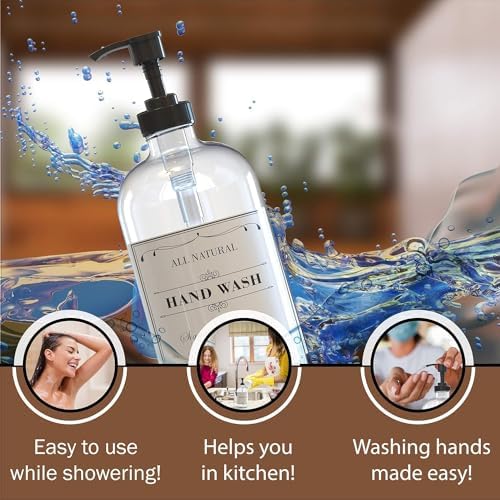 Sunrise Premium Clear Glass Soap Dispenser with Pump, 4 Pack