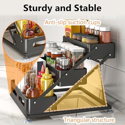 Ceetug 3 Tier Foldable Spice Rack, Black