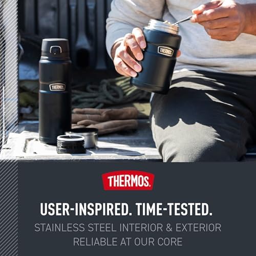 THERMOS Stainless King Food Jar with Bowl, 24oz, Matte Midnight Blue