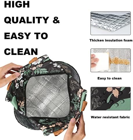 Joymee Lunch Bag - Green Leaf, Women's Insulated Reusable Durable Leakproof Large Spacious Cooler Tote for Office, Picnic, Camping