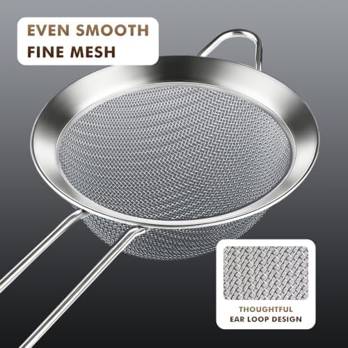 NileHome 3 Piece Stainless Steel Mesh Strainers,Silver（3.1"+5.4"+7.8")