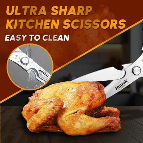 Huusk Kitchen Scissors for Food, Japanese Steel Kitchen Shears All Purpose