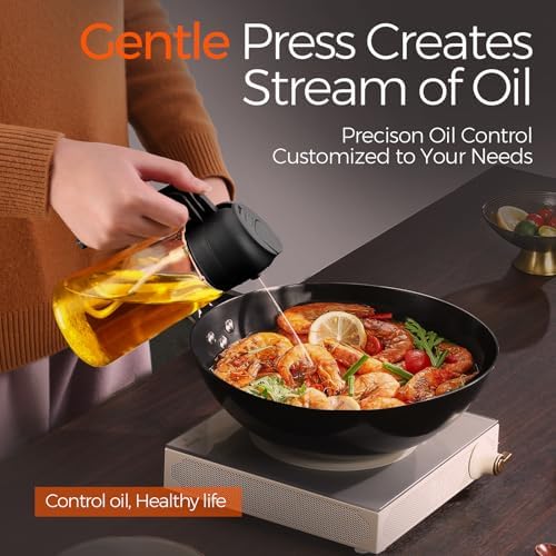 YARRAMATE 16 oz 2-in-1 Glass Olive Oil Sprayer for Cooking, Black&Black