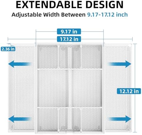 Marbrasse Expandable Desk Drawer Organizer, Mesh Drawer Organizer Tray with 10 Adjustable Compartments, Desk Organizers and Accessories for Office Supplies, Makeup & Vanity (Expandable White-2 pack)