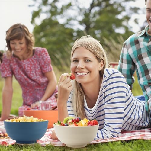 Large Salad Bowls Set of 6, Wheat Straw Bowls 60oz (Multi)