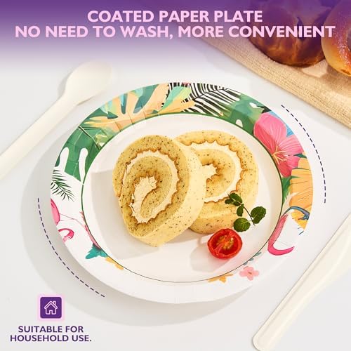 Disposable Paper Plates 8.5 Inch 300 Count, Floral Design
