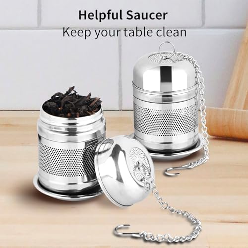 Fri4Free 2PCS Fine Mesh Stainless Steel Tea Infusers with Chain Hook & Lid
