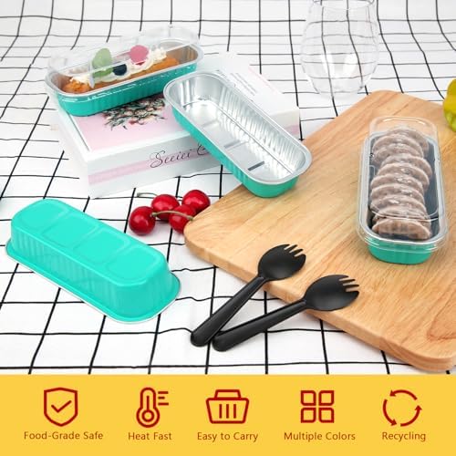 LNYZQUS Mini Cake Loaf Pans with Lids 100 Pack, 6.8oz Small Baking Tins