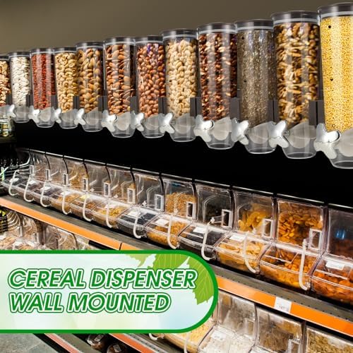 Nitial 6 Pcs Candy Dispenser Wall Mounted 9L Cereal Dispenser, Coffee