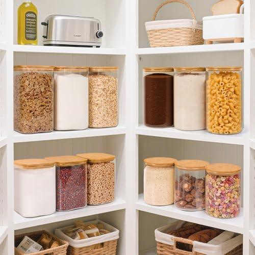 ComSaf Flour Sugar Storage Containers 4 Qt, Set of 2 Glass Flour Container