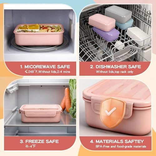 Bento Box with Lunch Bag for Women & Girls, 1100ml BPA-Free Pink