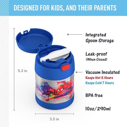 THERMOS FUNTAINER Kids Food Jar with Spoon, 10oz, Spider-Man