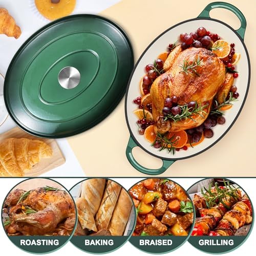 E-far 7QT Oval Dutch Oven Pot with Lid, Enameled Cast Iron Dutch Oven