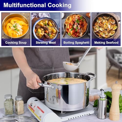 LIANYU Stainless Steel Stock Pot, 8 QT Large Soup Pot for Home Kitchen