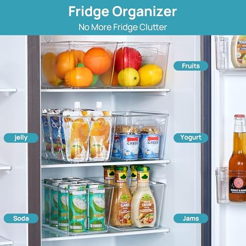 Vtopmart 6 Pack Clear Storage Bins, Pantry Cabinet Organizer Bins, Medium