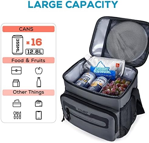 TOURIT Large Lunch Bag 14L Insulated Lunch Box Lunch Cooler for Men Women Work, Black