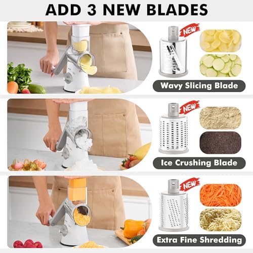 GDL Cheese Grater Hand Crank, Rotary Cheese shredder, Vegetable Slicer
