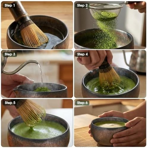 Matcha Set, 7-Piece Matcha Whisk Set with Bowl & 100-Prong Whisk