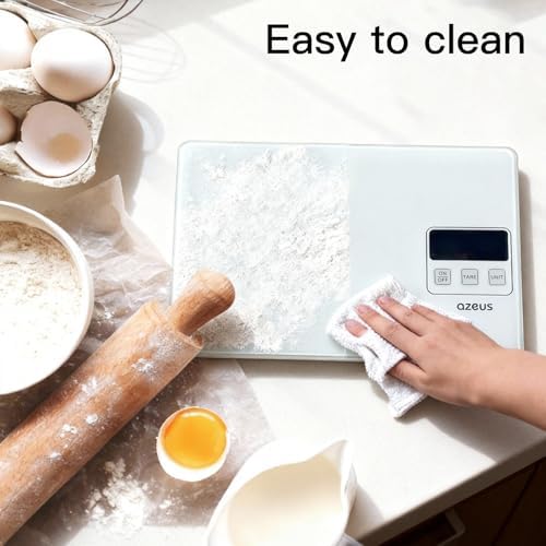 AZEUS 15 kg Digital Kitchen Scale, 1 g Precision, Tare, 5 Units
