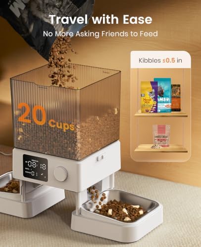 oneisall Automatic Cat Feeder for 2 Cats Pets, Timed Cat Food Dispenser