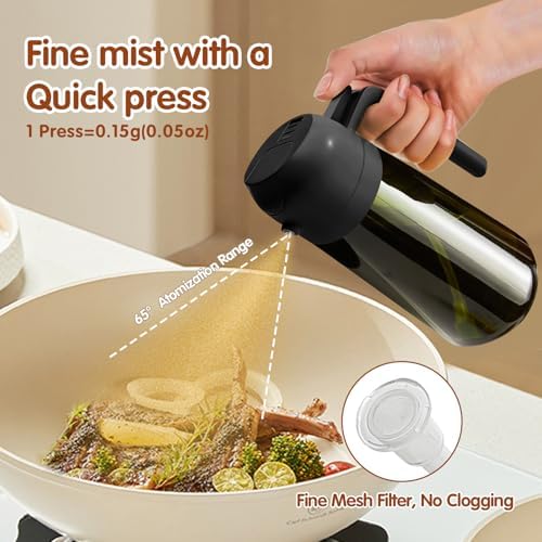 YARRAMATE 16 oz 2-in-1 Dark Glass Olive Oil Sprayer & Dispenser, BlackGreen