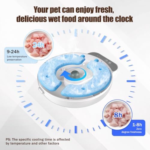 WiFi Automatic Wet Food Cat Feeder with App Control, Auto Refrigerated Wet Foods Feeder for Cats Dogs 4 Meal Timed Fresh Foods Dispenser with 2 Ice Packs for Kitty Puppy Automatic Cat Dog Food Bowl