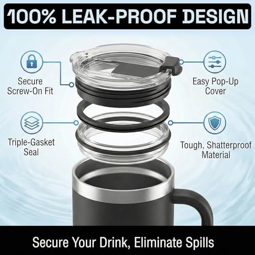 Beast 42 oz Tumbler with Handle Stainless Steel Vacuum Insulated Coffee Ice Cup Double Wall Travel Flask (Matte Black)