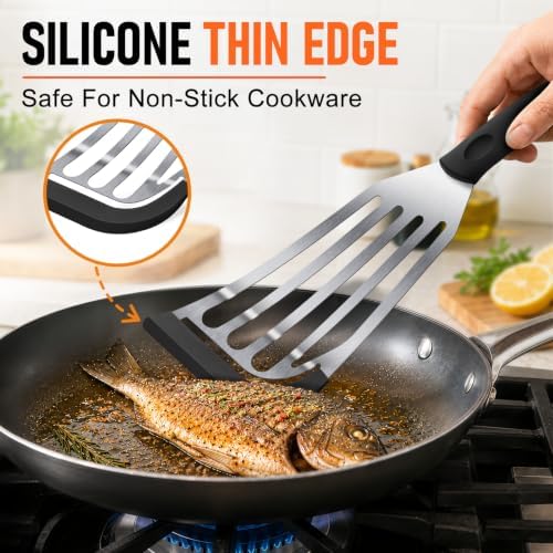 6Pcs Silicone Spatula Turner Set, Heat Resistant Silicone Spatula for Nonstick Cookware, BPA Free Kitchen Cooking Utensils Set, Flexible Spatula Turner for Flipping Eggs, Burger, Fish, Pancake
