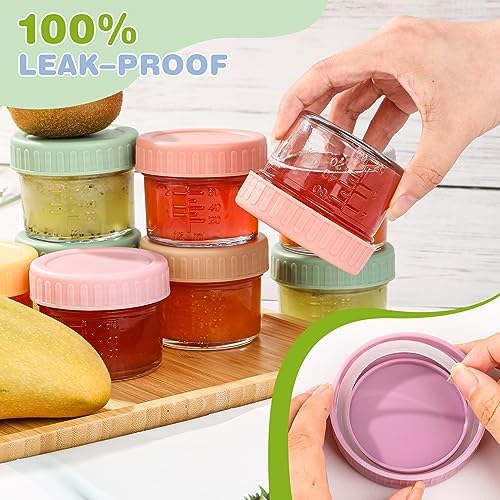 RowinsyDD 32 Pack Baby Food Containers, 4 oz Glass Baby Food Jars with Lids
