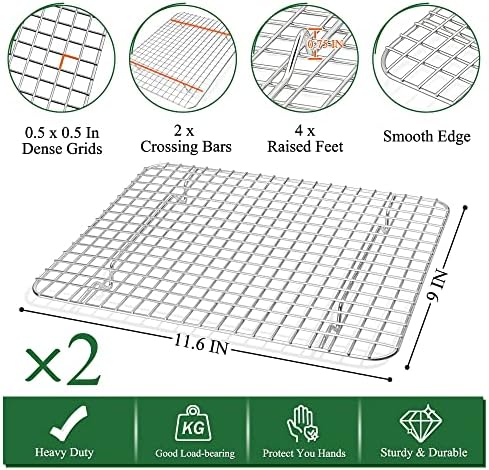 P&P CHEF 12.5 Inch Toaster Oven Pan Tray with Wire Rack, 4 PCS