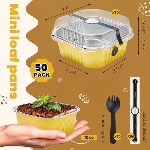 NPLUX Mini Halloween Baking Pans with Lids, 10oz 50 Pack for Home Bakers