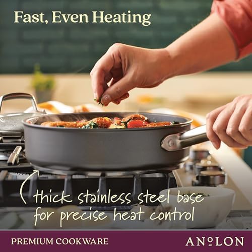 Anolon Accolade Forged Hard Anodized Nonstick Pots & Pans - Induction Cookware Set - 12 Piece - Moonstone Gray