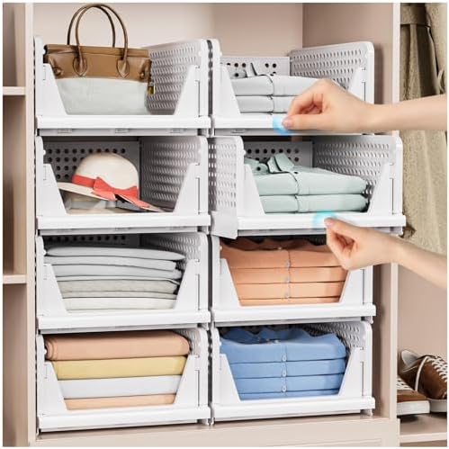 caktraie 5 Pack Stackable Closet Storage Basket - Stackable Storage Bins