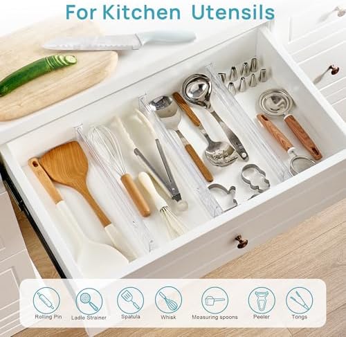 Vtopmart 2.36" Short Upgrade Drawer Dividers 12.8"-22.3" Expandable 4 Pack