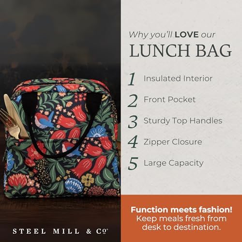 Steel Mill & Co. Insulated Lunch Tote Bag for Women, Wanderlust